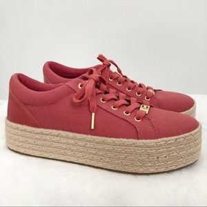 Michael Kors Libby Pink Canvas Platform Espadrille Women’s Size 9.5 NEW